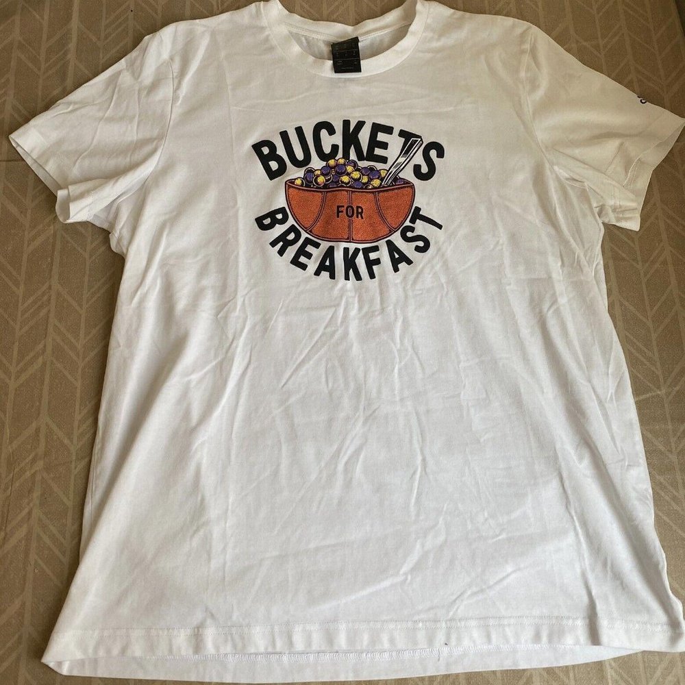 Adidas Men's Soze XL White Climalite Tee “Buckets for Breakfast”